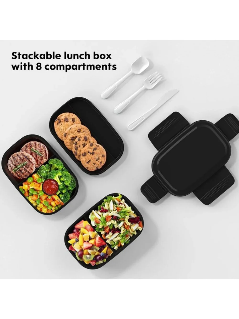8-Compartment Bento Lunch Box for Adults - Microwave & Dishwasher Safe, 51 OZ